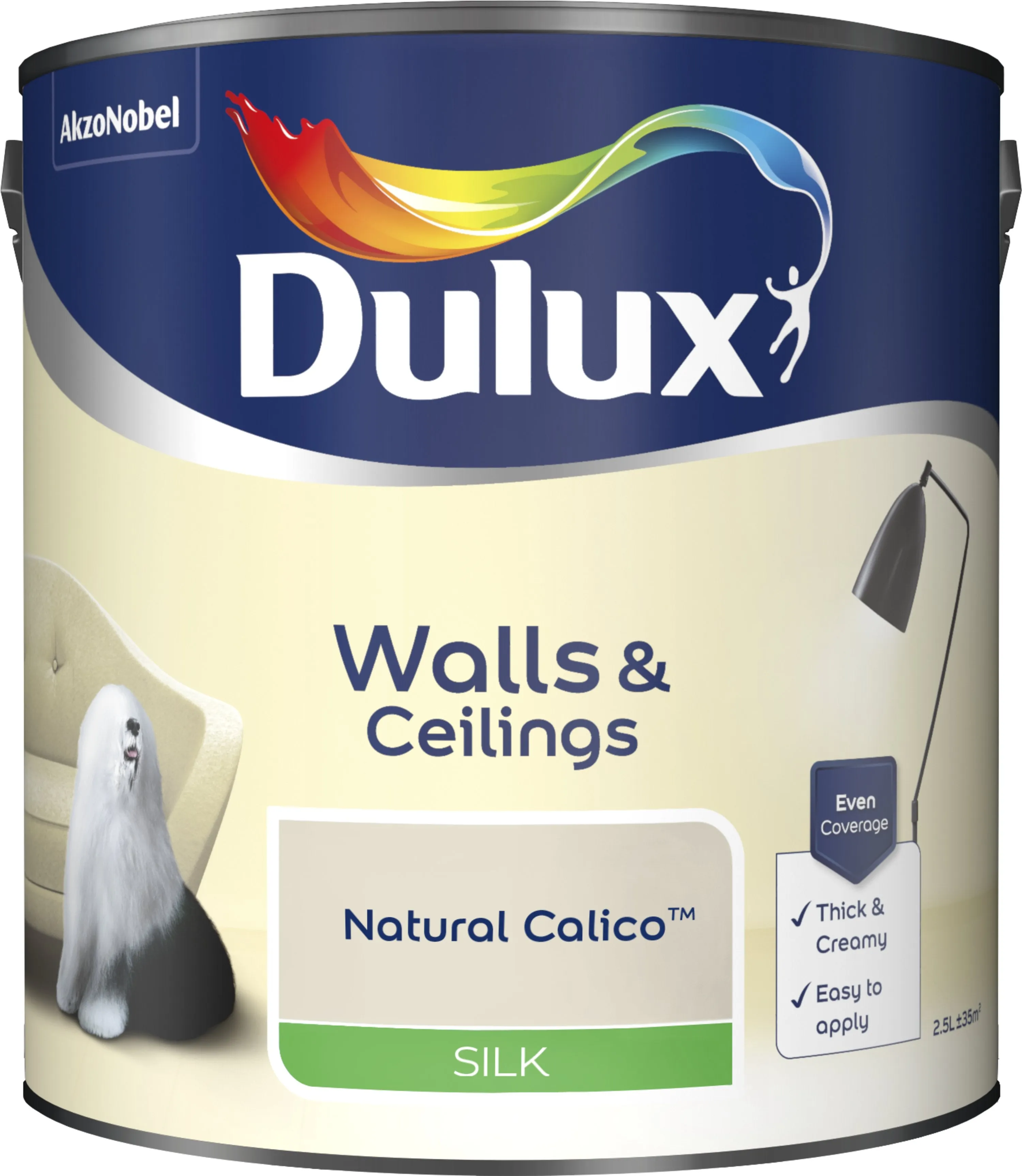 Dulux Silk Emulsion Paint For Walls And Ceilings - Natural Calico 2.5L