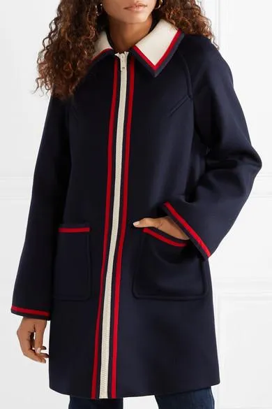 Grosgrain-Trimmed Wool Coat