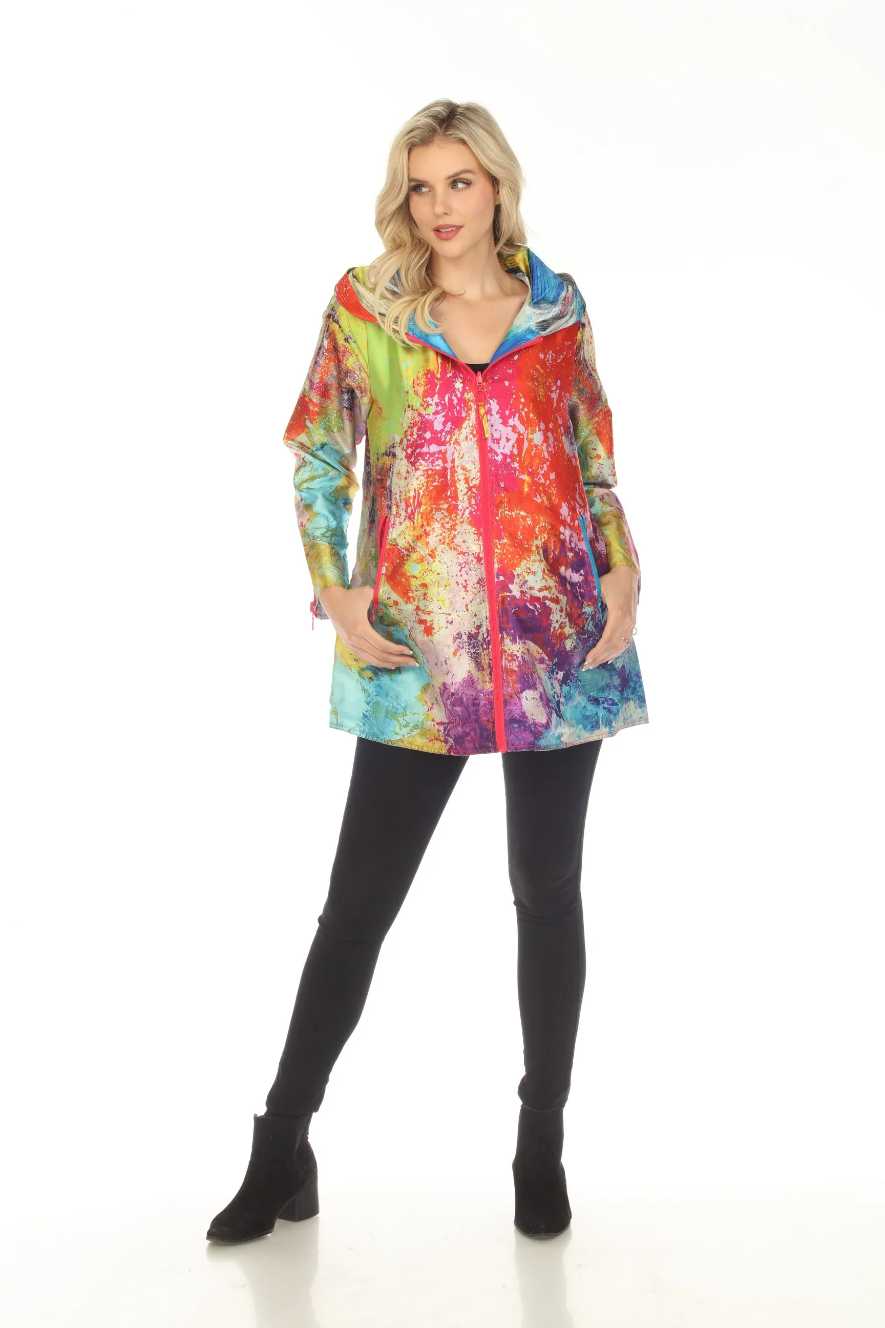 UBU Clothing Co. Ibiza/Love Struck Hooded Reversible Zip Front Parisian Coat 21159PP