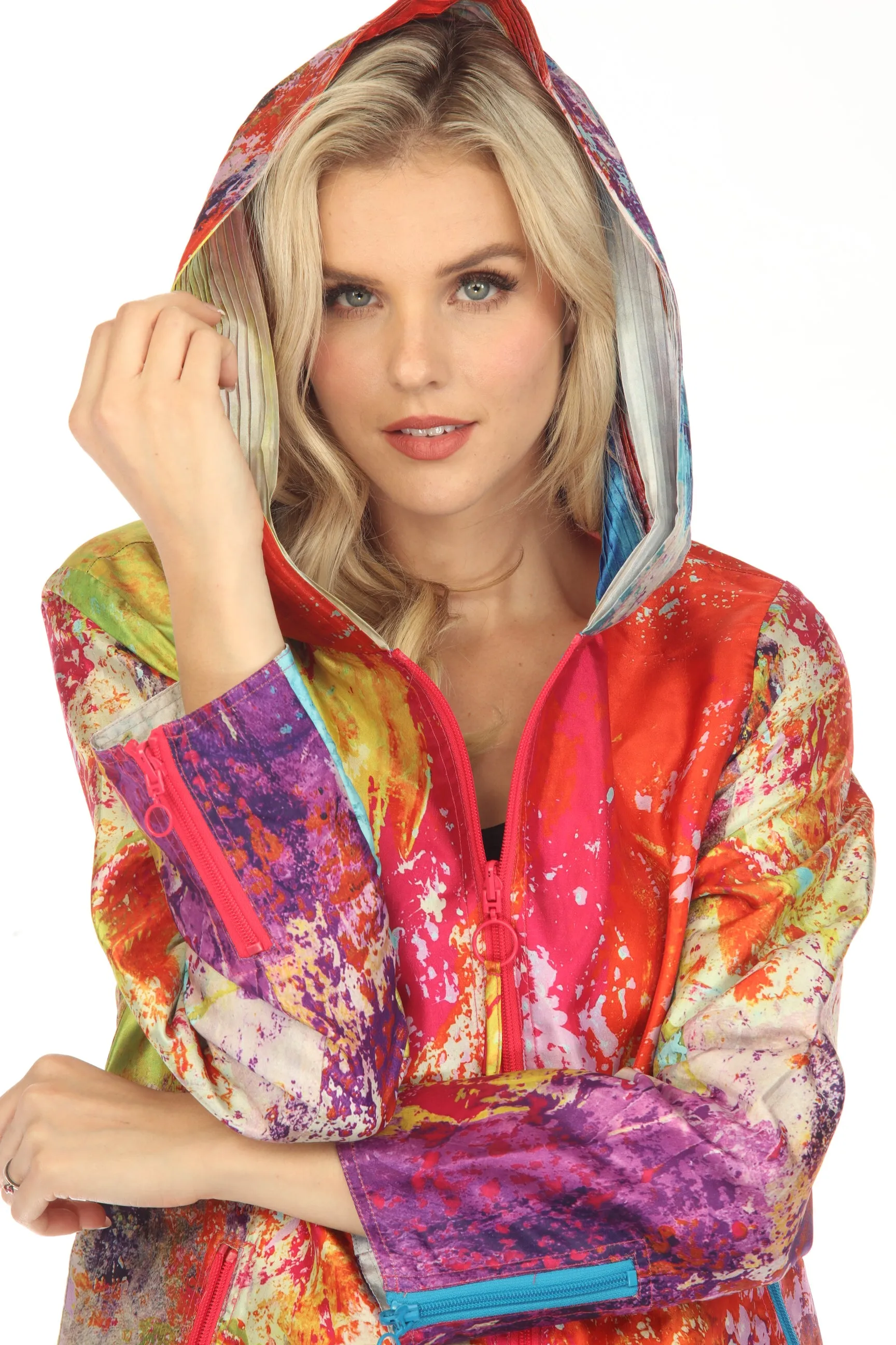 UBU Clothing Co. Ibiza/Love Struck Hooded Reversible Zip Front Parisian Coat 21159PP
