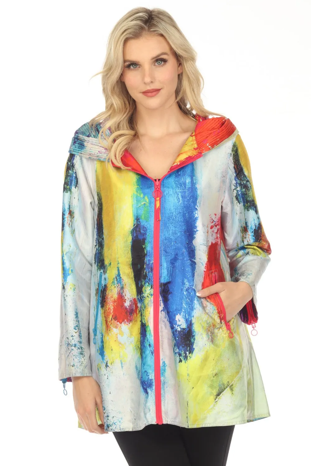 UBU Clothing Co. Ibiza/Love Struck Hooded Reversible Zip Front Parisian Coat 21159PP