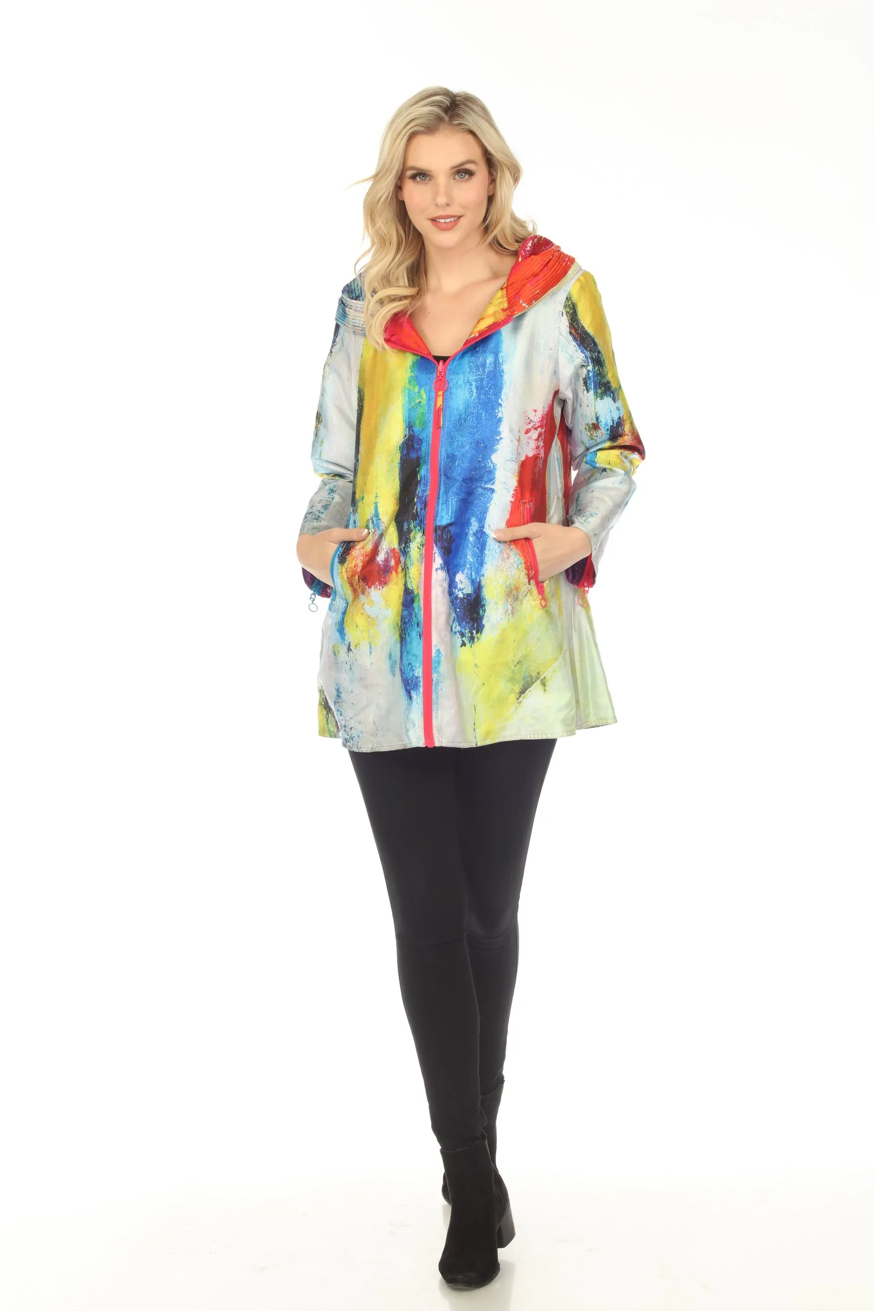 UBU Clothing Co. Ibiza/Love Struck Hooded Reversible Zip Front Parisian Coat 21159PP